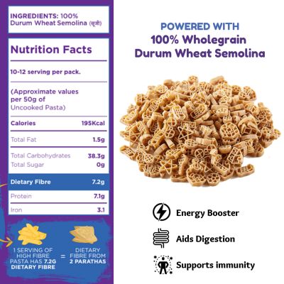 Long & Short: High Fibre Pasta Wholewheat Junior - 250gm