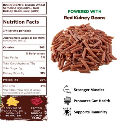 Long & Short: Plant Power Protien Pasta Red Kidney Bean Penne - 250gm