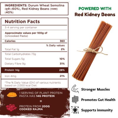 Long & Short: Plant Power Protien Pasta Red Kidney Bean Spaghetti - 250gm
