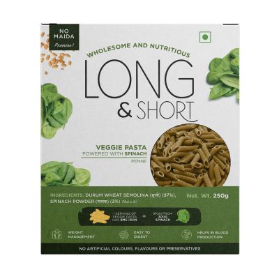 Long & Short: Veggie Pasta Spinach Penne - 250gm