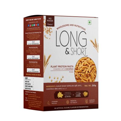 Long & Short: Penne Plant Protein Red Kidney Beans Pasta & Chickpea Pasta - Pack of 2 (250gm Each)