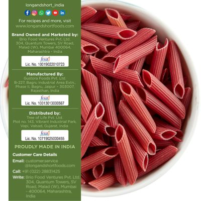 Long & Short: Penne Veggie Beetroot Pasta - Pack of 2 (250gm Each)