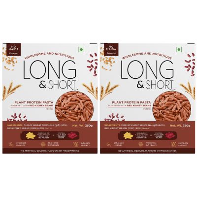 Long & Short: Penne Plant Protein Red Kidney Bean Pasta - Pack of 2 (250gm Each)
