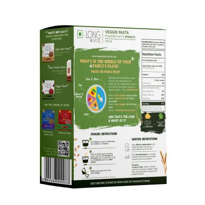 Long & Short: Penne Veggie Spinach Pasta - Pack of 2 (250gm Each)