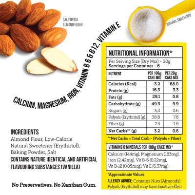 Serapheena: Vanilla Victoria Keto Cake Mix with Almond Flour - 120gm