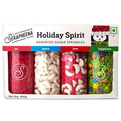Serapheena: Holiday Spirit Sugar Sprinkles for Cakes & Cupcakes Decoration - 100gm