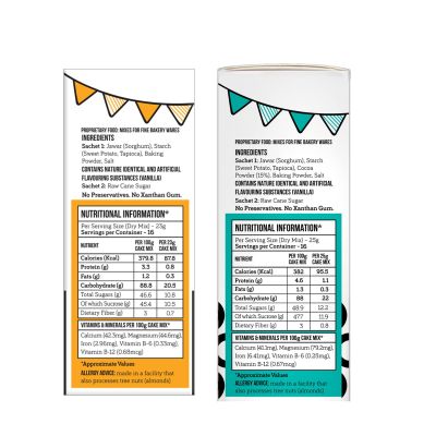 Serapheena: Cocoa Heaven (400gm), Vanilla Pound (375gm) Jowar and Sweet Potato Flour Cake Mix - Pack of 2