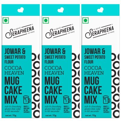 Serapheena: Cocoa Heaven Jowar and Sweet Potato Flour Cake Mix - Pack of 3 (70gm Each)