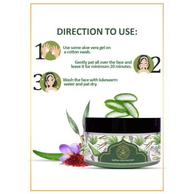 Luxuriate: 100% Pure Natural Organic Aloe Vera Saffron Strands Gel for Enhances Complexion- 100 gm