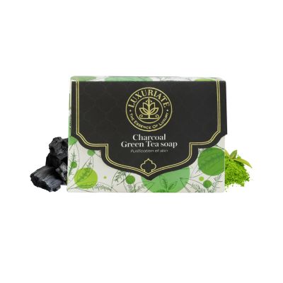 Luxuriate: Charcoal and Green Tea Soap for Clear Skin Anti Acne and Tan Removal for Men and Women - 125gm