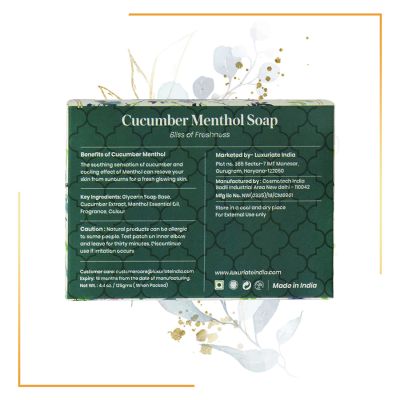 Luxuriate: Cucumber and Menthol Soap Bar for Freshness for Men and Women - 125 gm