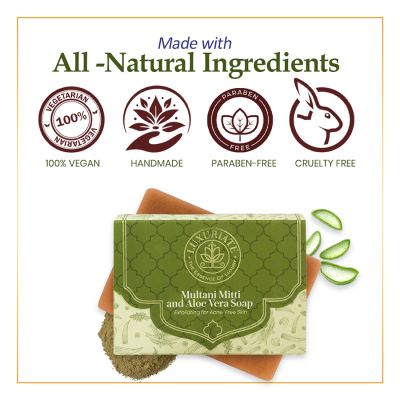 Luxuriate: Multani Mitti and Aloe Vera Exfoliating for Acne-Free Skin Soap for Men and Women - 125 gm