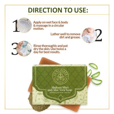 Luxuriate: Multani Mitti and Aloe Vera Exfoliating for Acne-Free Skin Soap for Men and Women - 125 gm