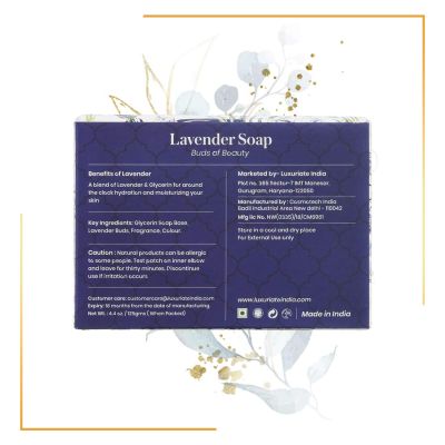 Luxuriate : Lavender Handmade Soap with Real Lavender Rejuvenating Body Beauty Bar for Men and Women - 125gm