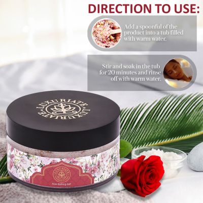 Luxuriate: 100% Natural and Mineral Rich Rose Scented Bath and Foot Spa Bathing Salt - 150gm