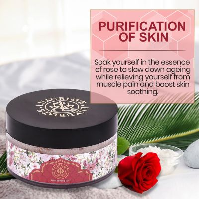 Luxuriate: 100% Natural and Mineral Rich Rose Scented Bath and Foot Spa Bathing Salt - 150gm