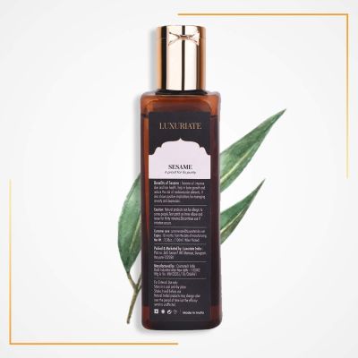Luxuriate: 100% Pure Natural Sesame Oil for Hair - Body - Skin Care - Massage and Aroma Therapy - 100 ml