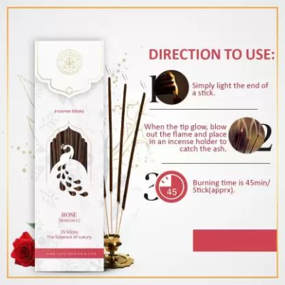 Luxuriate: Rose Ayurvedic,Organic,Natural and Non-Toxic Incense Sticks - Contains 20 Incense Sticks