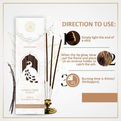 Luxuriate : Vanilla Fragrance Natural and Non-Toxic Incense Sticks - Contains 20 Incense Sticks
