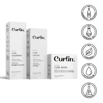 Curlin: Curlin Shampoo + Deep Conditioning Mask + Curl cream - Hydration Boost Trio