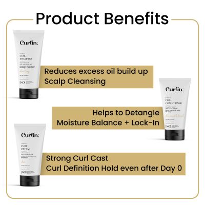 Curlin: Curlin Shampoo + Conditioner + Curl Ceam - Essential Trio Pack