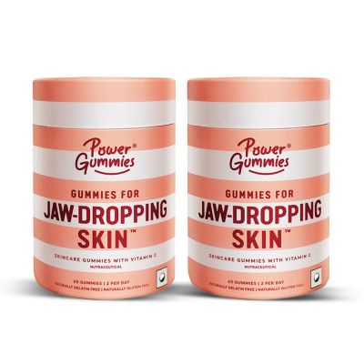 Power Gummies: Jaw Dropping Skin Gummies with Vitamin C & collagen - 60 Gummies - Pack of 2