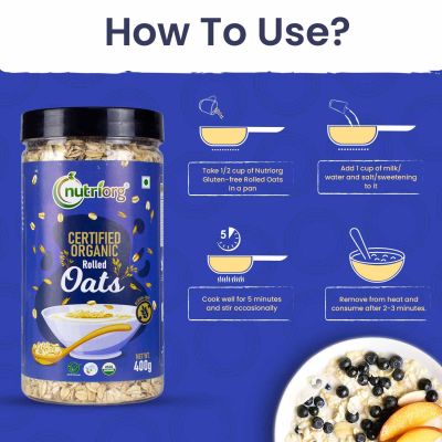 Nutriorg: Certified Organic Rolled Oats - 400 gm