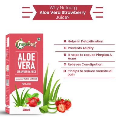 Nutriorg: Aloevera Strawberry Juice - 500 ml