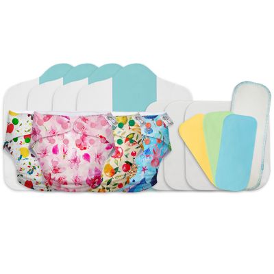 Superbottoms: Stash Builder Pack with 4 Freesize UNO- New version, Cloth diapers for babies from 0-3yrs
