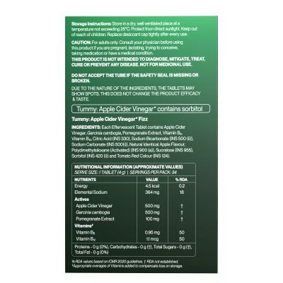SETU: Tummy Apple Cider Vinegar Effervescent Tablets - 34 Tabs