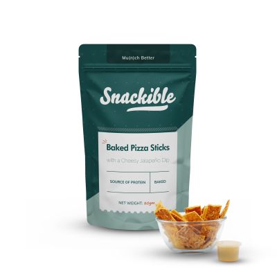 Snackible: Baked Pizza Sticks with a Cheesy Jalapeno Dip (Pack of 4) - 4x75gm