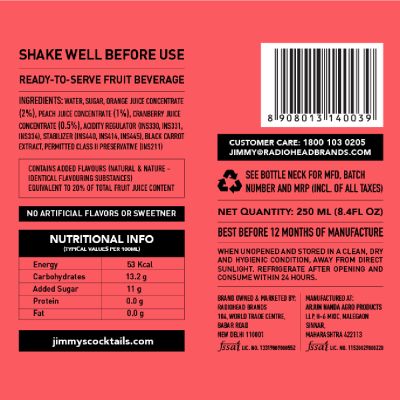 Jimmy's Cocktails: Sex On the Beach Mix - Pack Of 24