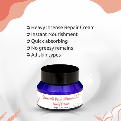 Glamveda: Blush Vitamin C & E Night Cream - 50g