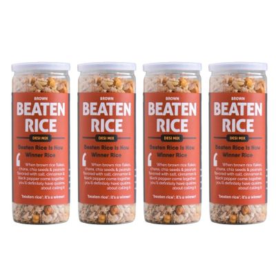 Omay Foods: Beaten Brown Rice - Desi Mix - Pack of 4 (115gm each)