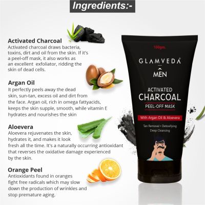 Glamveda: Men Activated Charcoal Peel Off Mask - 100ml