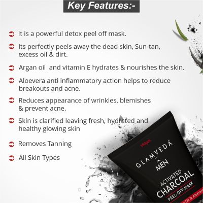 Glamveda: Men Activated Charcoal Peel Off Mask - 100ml