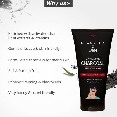 Glamveda: Men Activated Charcoal Peel Off Mask - 100ml