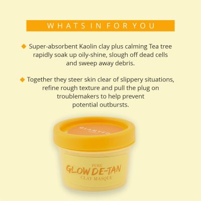Glamveda: Pure Glow Detan Cooling Clay Mask - 50g
