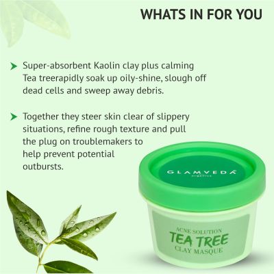 Glamveda: Tea tree Anti Acne Mud Pack - 80gm