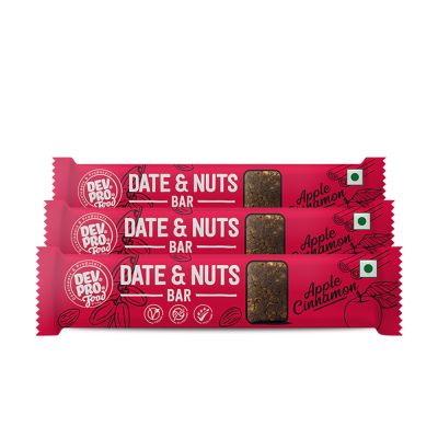 Dev Pro Food: Date & Nuts Bar Apple Cinnamon Pack of 3  (Each - 30 gm)