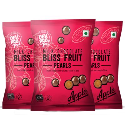 Dev Pro Food: Bliss Fruit Pearls Apple Milk chocolate - Pack of 3  -  (Each - 40 gm)