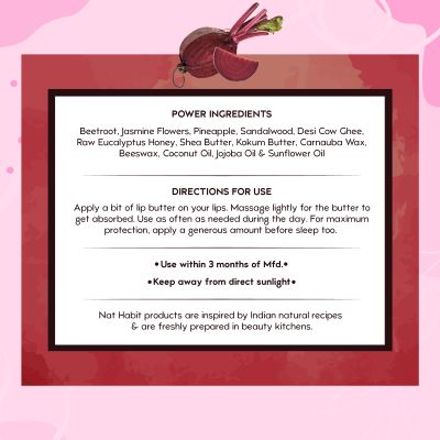 Nat Habit: Beetroot Lip Balm - 10gm