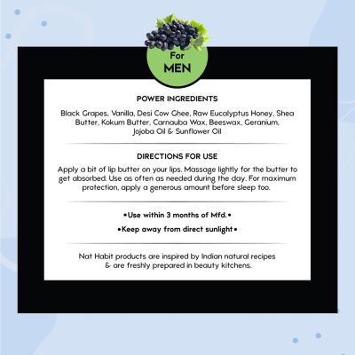 Nat Habit: Black Grape Lip Balm for Men - 10gm