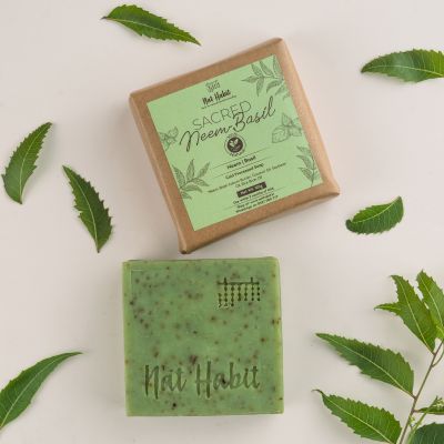 Nat Habit: Sacred Neem Basil Soap - 125gm (Twin Pack of 2)