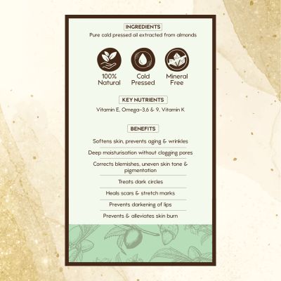 Nat Habit: Cold Pressed 100% Pure Sweet Almond (Badam) Oil - 100ml