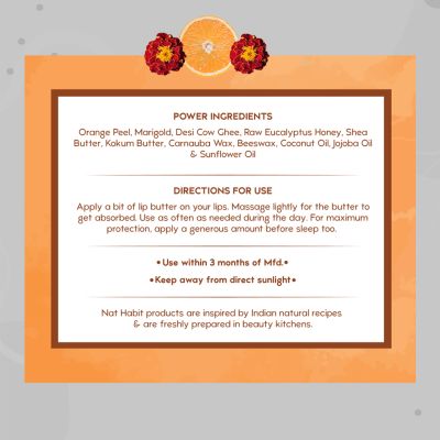 Nat Habit: Orange Marigold Lip Balm - 10gm