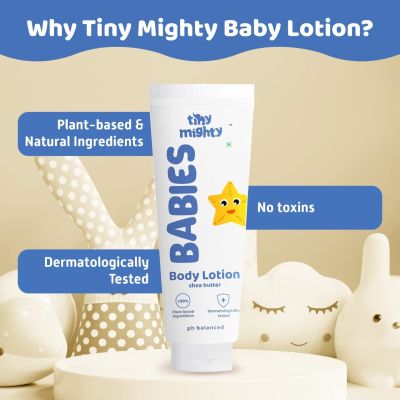 Tiny Mighty: Baby Lotion 200 ml, For Sensitive Skin, With Shea Butter, Chamomile And Aloevera, 100% Plant Based And Natural
