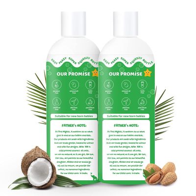 Tiny Mighty: Baby Massage oil (200 ml Each*2), 100% Cold Pressed Coconut & Almond Oil (Pack Of 2)