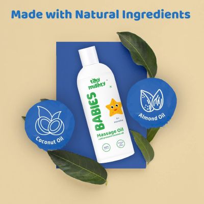 Tiny Mighty: Baby Massage oil (200 ml Each*2), 100% Cold Pressed Coconut & Almond Oil (Pack Of 2)