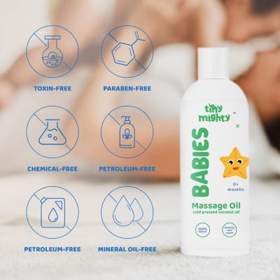 Tiny Mighty: Baby Massage oil (200 ml Each*2), 100% Cold Pressed Coconut & Almond Oil (Pack Of 2)